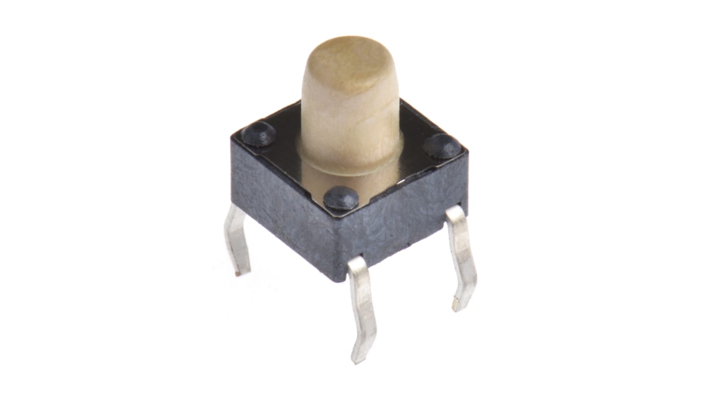 White Tactile Switch, SPST 50 mA @ 12 V dc 3.6mm Through Hole