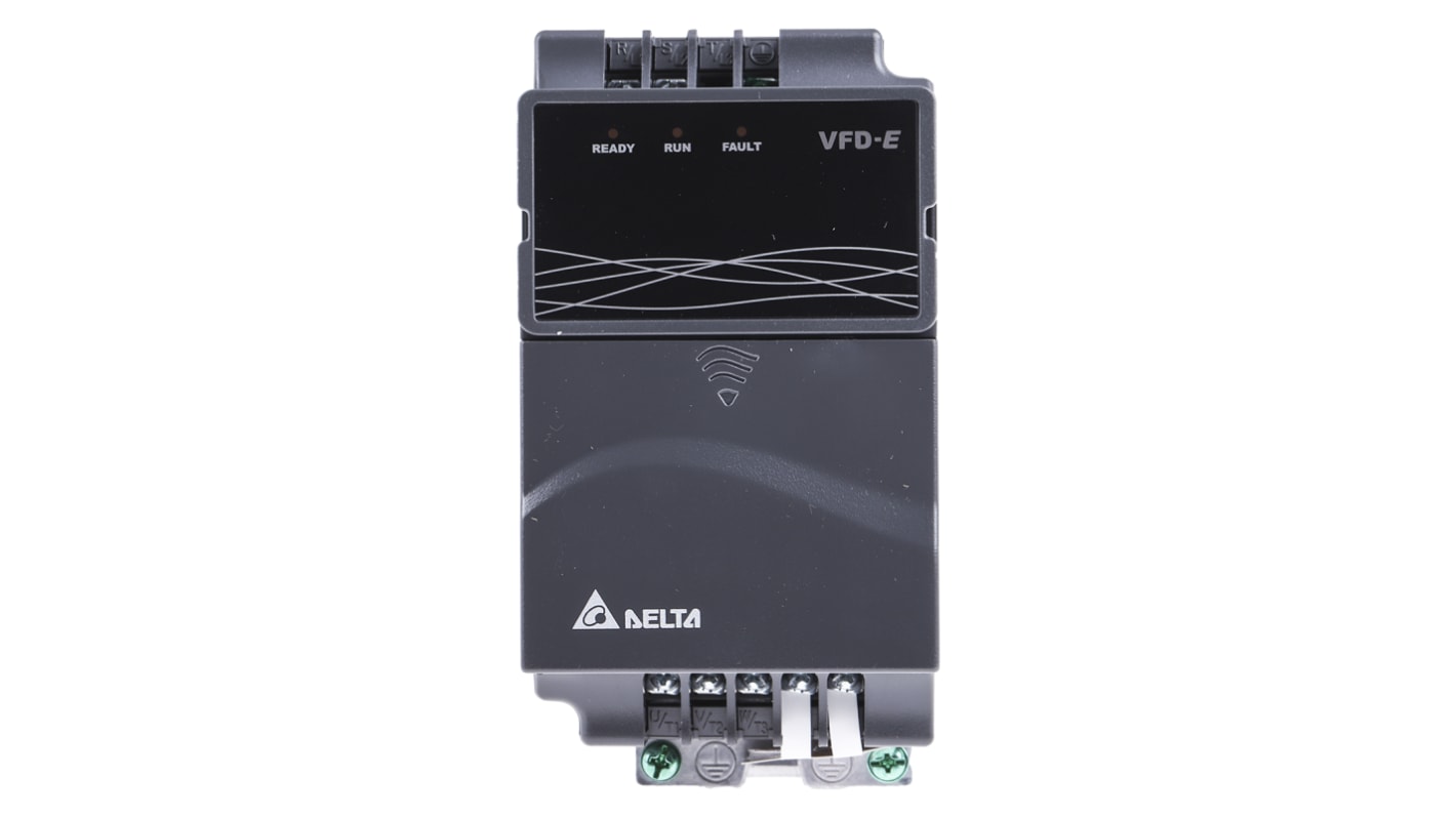 Delta Electronics Inverter Drive, 0.75 kW, 1 Phase, 230 V ac, 5.1 A, 9.7 A, VFD-E Series