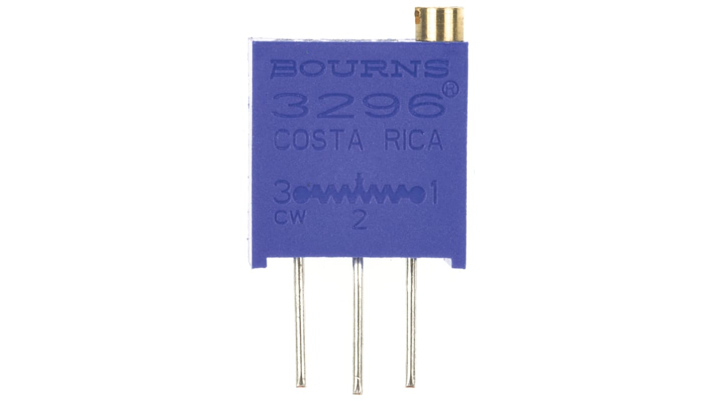 Potenciómetro para PCB Bourns serie 3296, 2.2kΩ máximo, ±10%, ±100ppm/°C, 0.5W, vueltas: 25, Montaje en orificio pasante