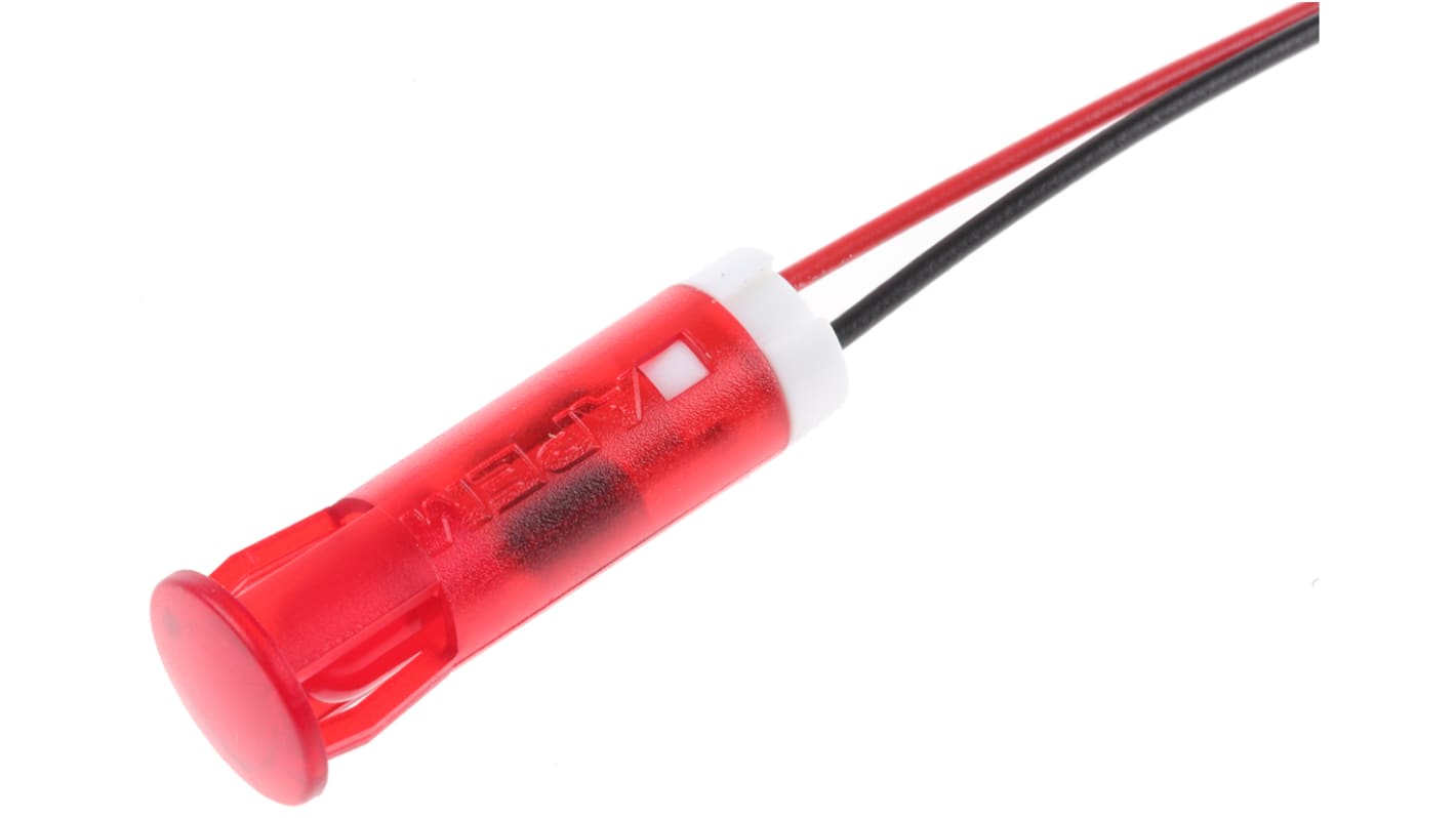 Voyant LED lumineux  Rouge APEM, dia. 8mm, 220V c.a.