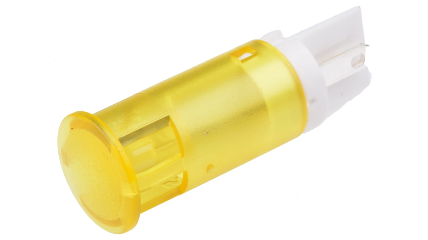 Apem Yellow Panel Mount Indicator, 24V dc, 12mm Mounting Hole Size, Faston, Solder Lug Termination