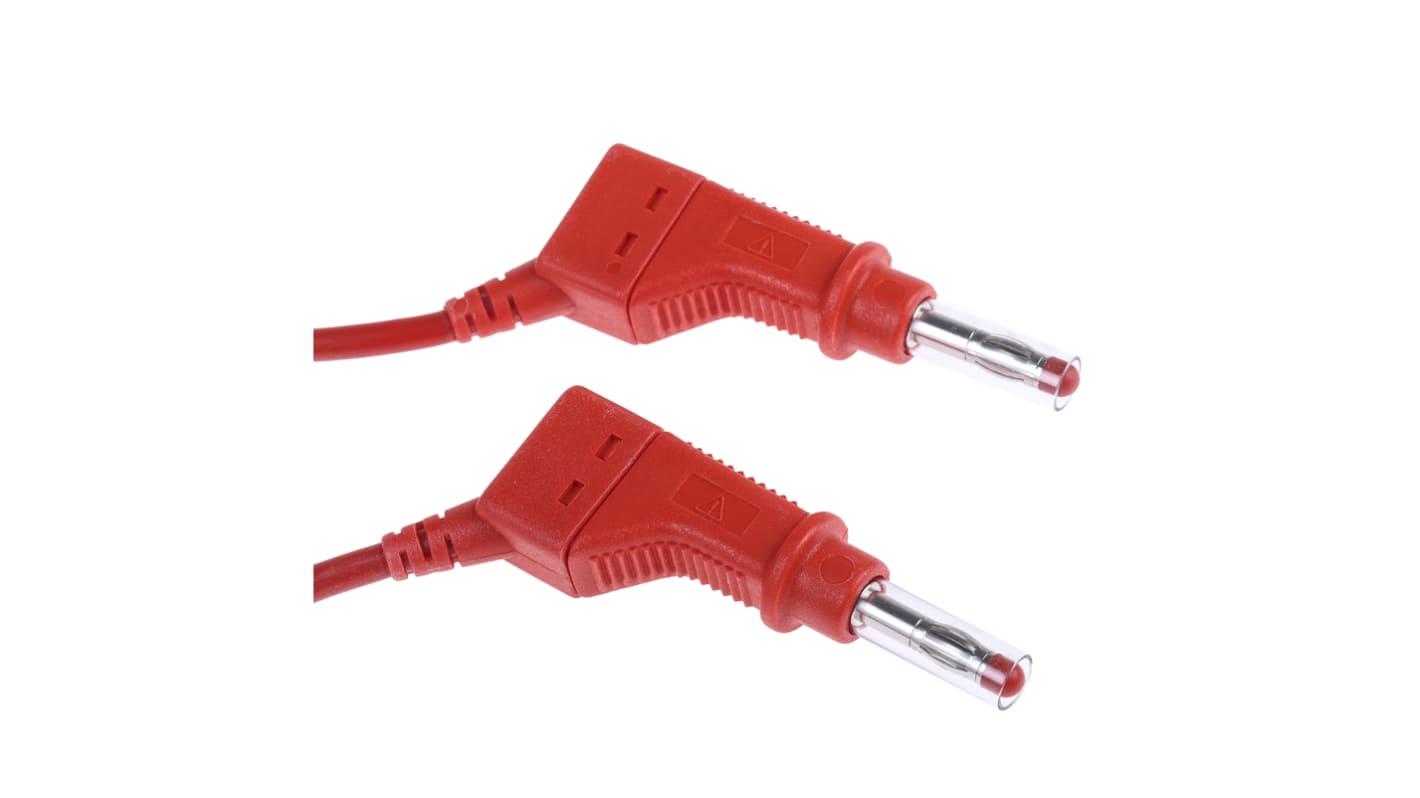 Cable de prueba con conector de 4 mm Staubli de color Rojo, Macho-Macho, 600V, 32A, 2m