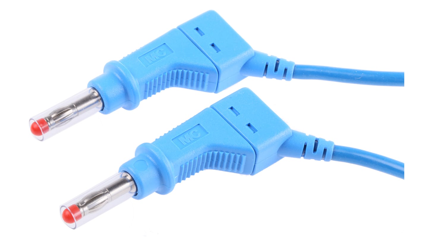 Cable de prueba con conector de 4 mm Staubli de color Azul, Macho-Macho, 600V, 32A, 2m