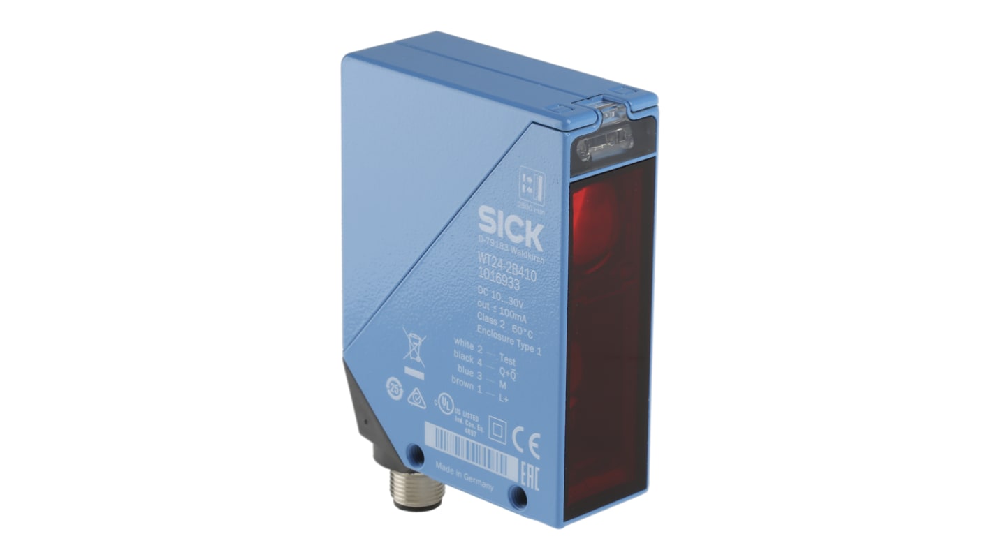 Sick W24-2 Kubisch Optischer Sensor, Hintergrundunterdrückung, Bereich 100 mm → 2,5 m, NPN/PNP Ausgang,