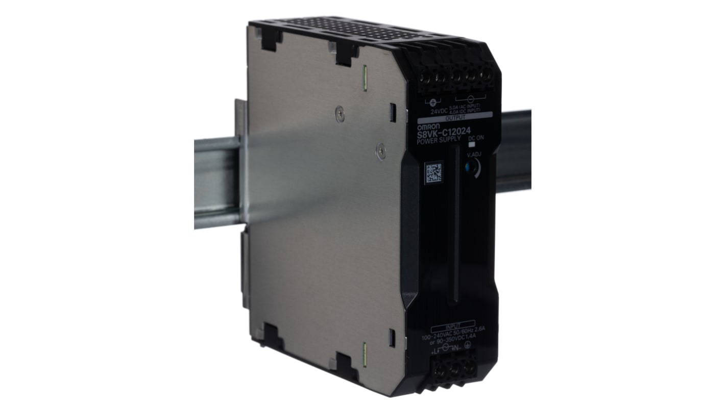 Omron S8VK-C Switched Mode DIN Rail Power Supply, 100 → 240 V ac / 90 → 350V dc ac, dc Input, 24V dc dc