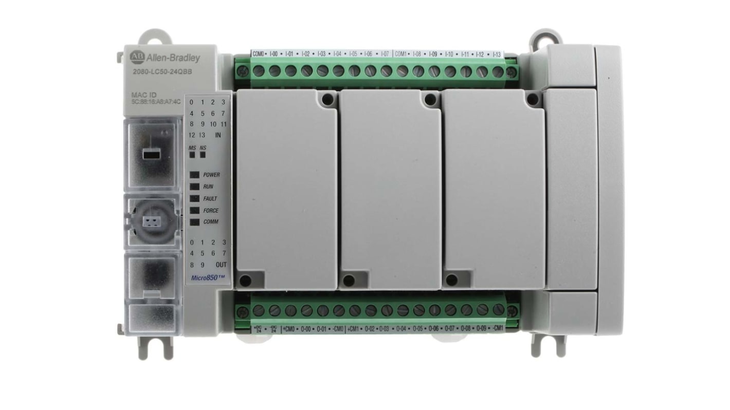 Allen Bradley Micro850 Series PLC CPU for Use with Micro800 Series, Digital Output, 14-Input, AC, DC Input