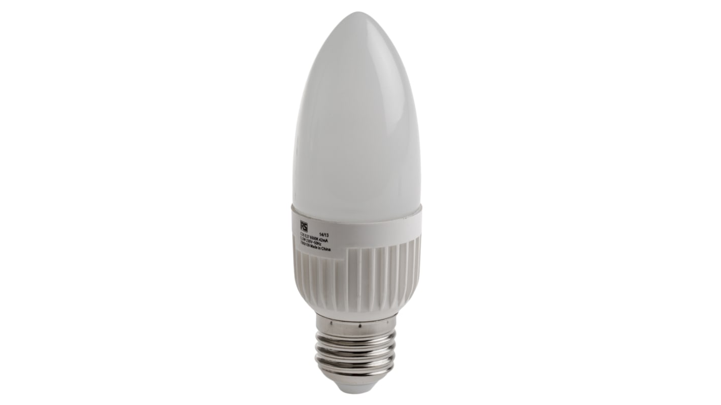 RS PRO E27 LED GLS Bulb 5.5 W(35W), 6000K, Cool Daylight, Candle shape