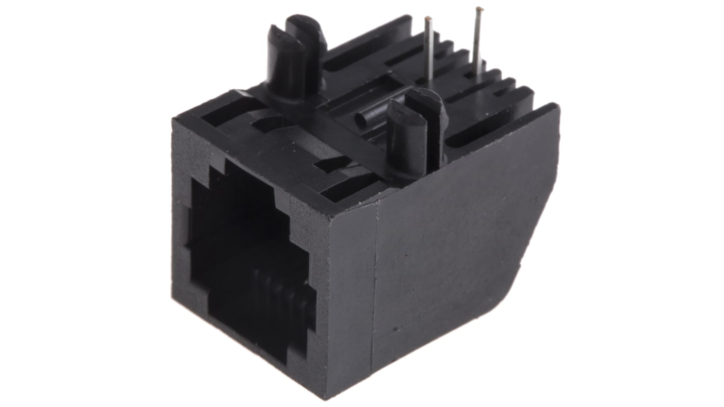 Conector RJ11 Cat3 Hembra TE Connectivity serie 5555165, de 6P2C vías, apantallamiento UTP