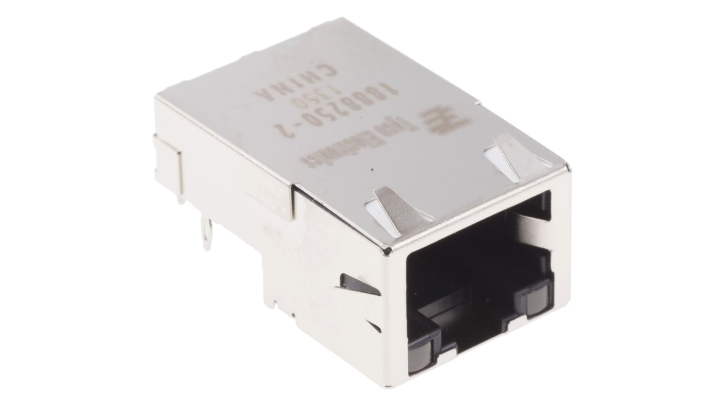 Connecteur RJ45 cat 5 TE Connectivity série 1888250 Femelle, Blindé Traversant, ports Angle Droit