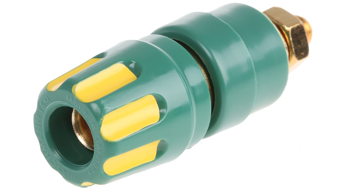 Gniazdo montażowe, rodzaj Żeński, śred.: 8mm, Zielony, żółty, 35A, 30 V ac, 60 V dc
