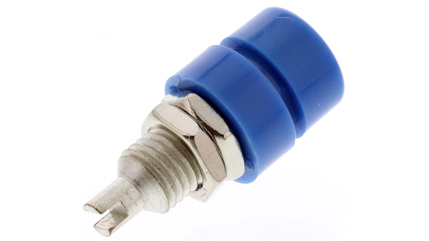 Conector banana hembra Hembra, 32A, 30 V ac, 60V dc, Contacto Estaño, Azul