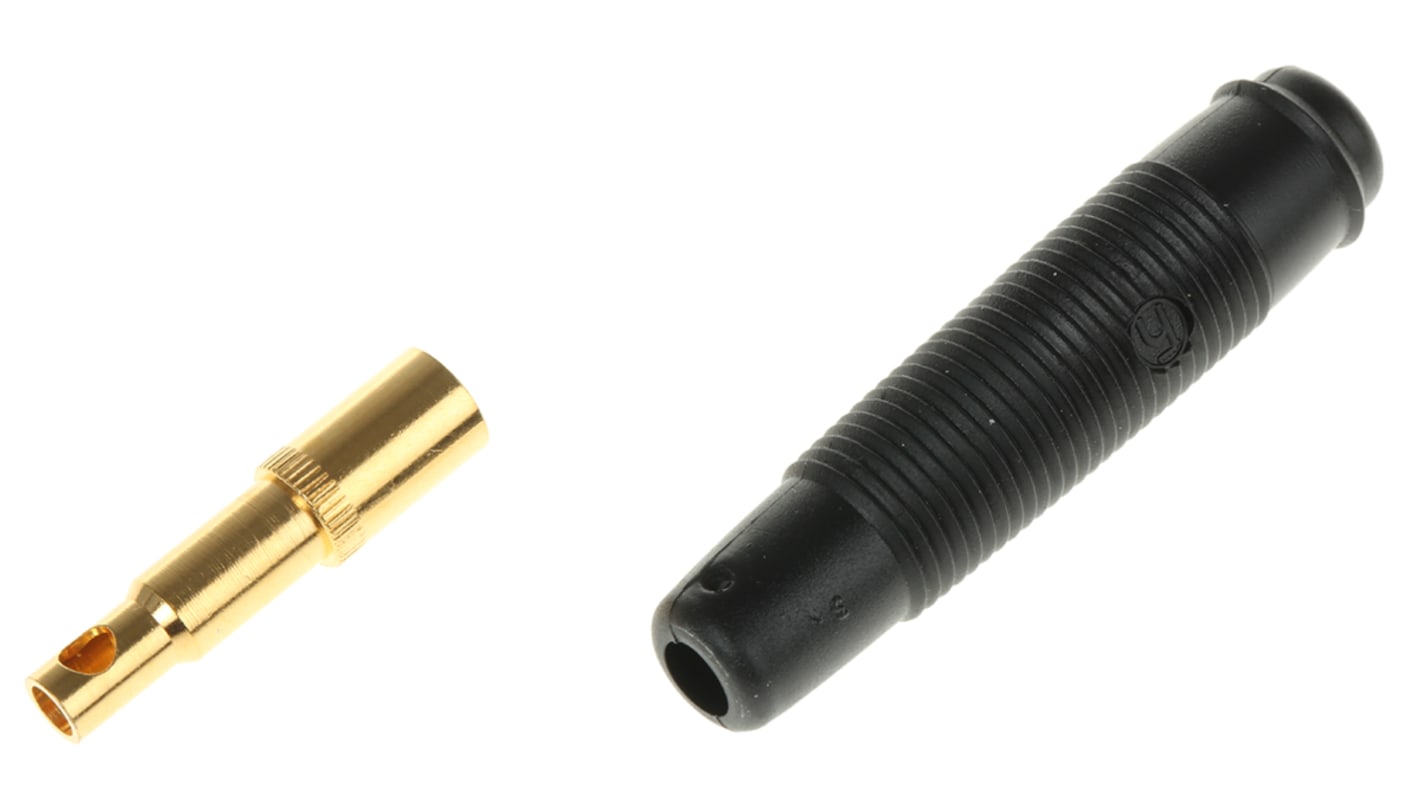 Hirschmann Test & Measurement Black Female Banana Socket, 4 mm Connector, Solder Termination, 16A, 30 V ac, 60V dc,