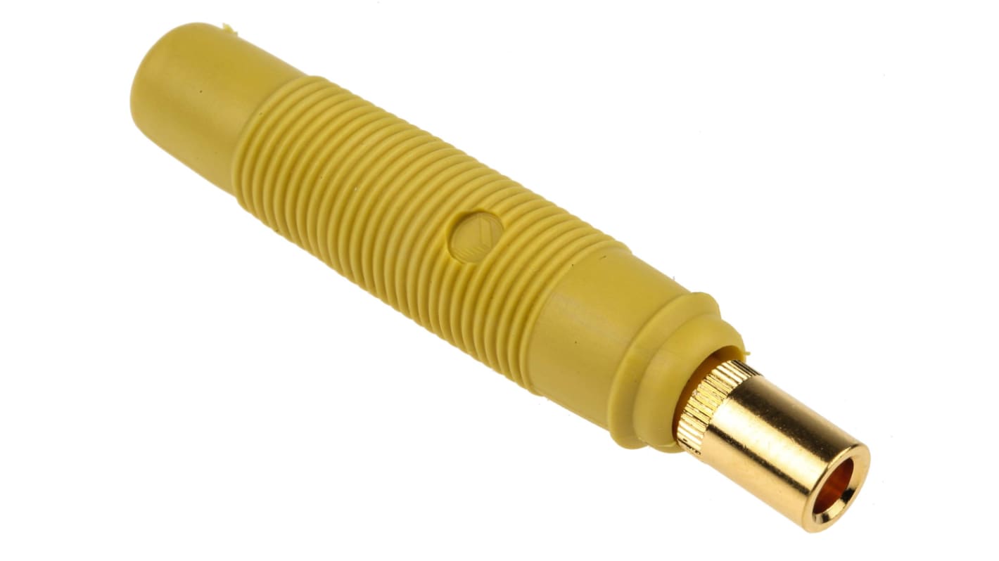 Hirschmann Test & Measurement Yellow Female Banana Socket, 4 mm Connector, Solder Termination, 16A, 30 V ac, 60V dc,