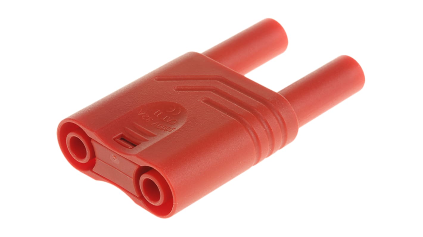 Conector banana Macho, 32A, 1000V ac/dc, Contacto Níquel, Rojo