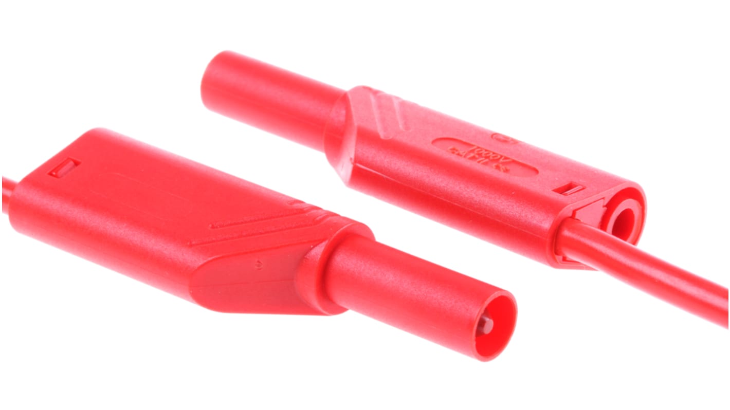 Hirschmann Messleitung 4mm Stecker / Stecker, Rot PVC-isoliert 2m, 1000V ac/dc / 32A