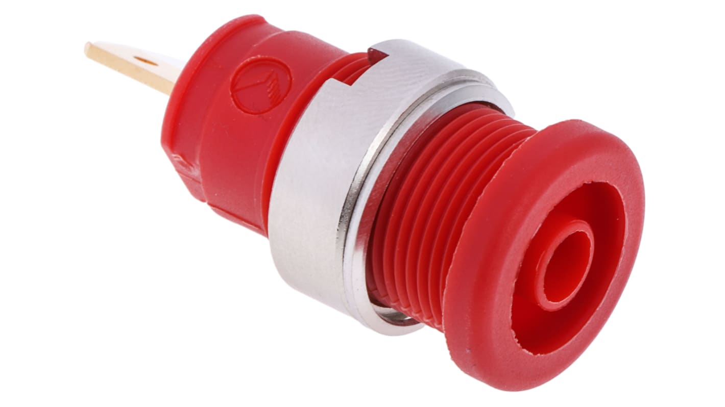 Hirschmann Test & Measurement Red Female Banana Socket, 4 mm Connector, Tab Termination, 25A, 1000V ac/dc, Gold Plating