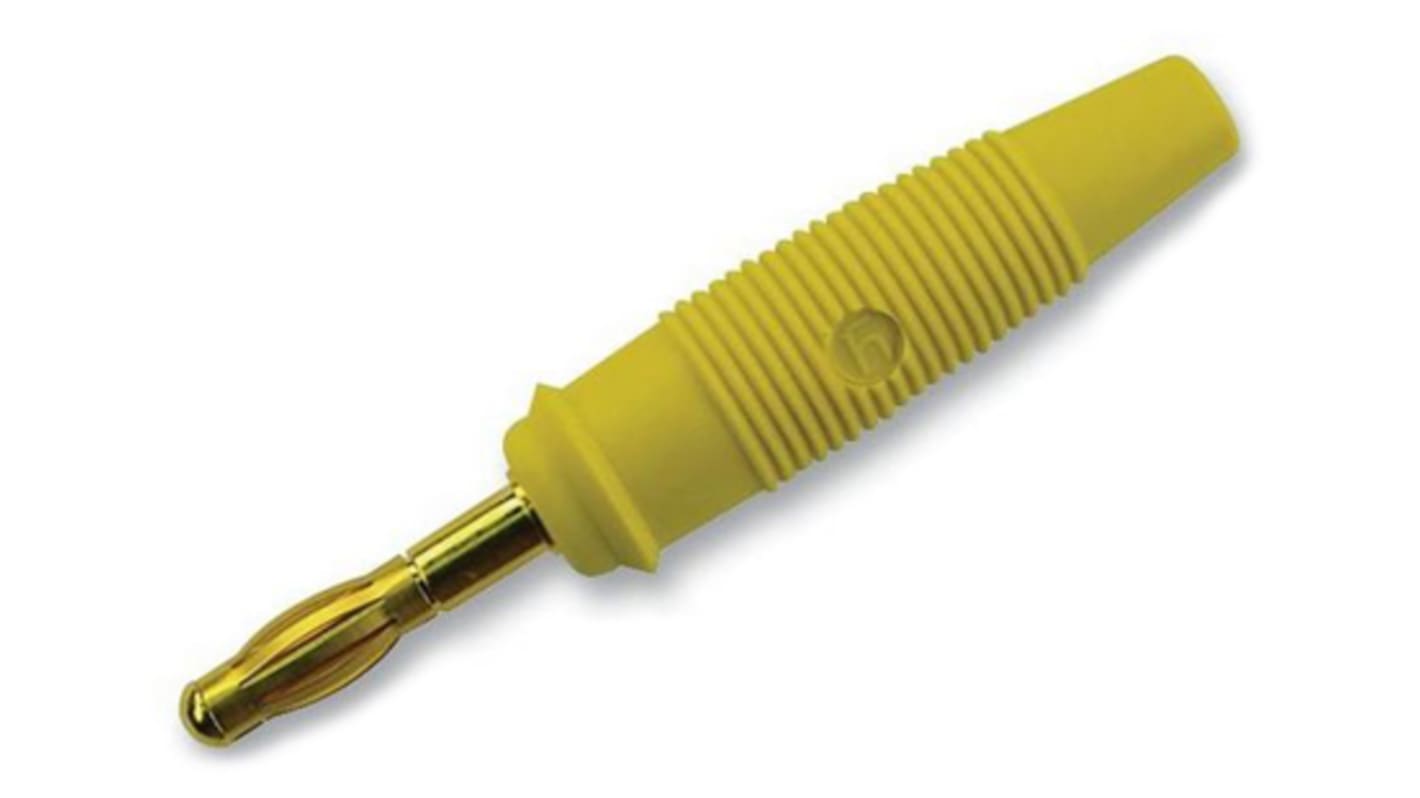 Hirschmann 4 mm Bananenstecker Gelb, Kontakt vergoldet, 30 V ac, 60V dc / 32A, Lötanschluss