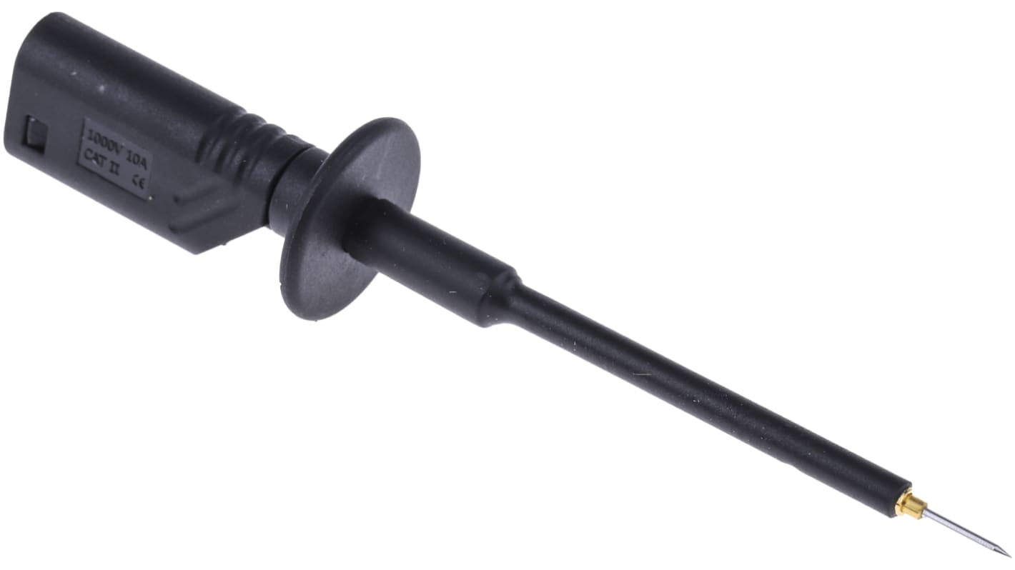 Hirschmann 2mm Prüfspitzen Schwarz, Edelstahl Spitze 0.8mm, 1000V ac/dc