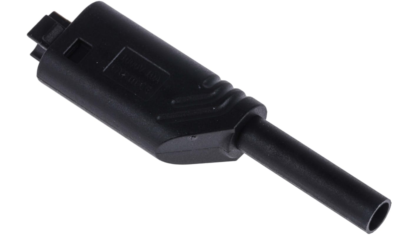 Hirschmann 2mm Bananenstecker Schwarz, Kontakt vergoldet, 1000V ac/dc / 10A, Lötanschluss