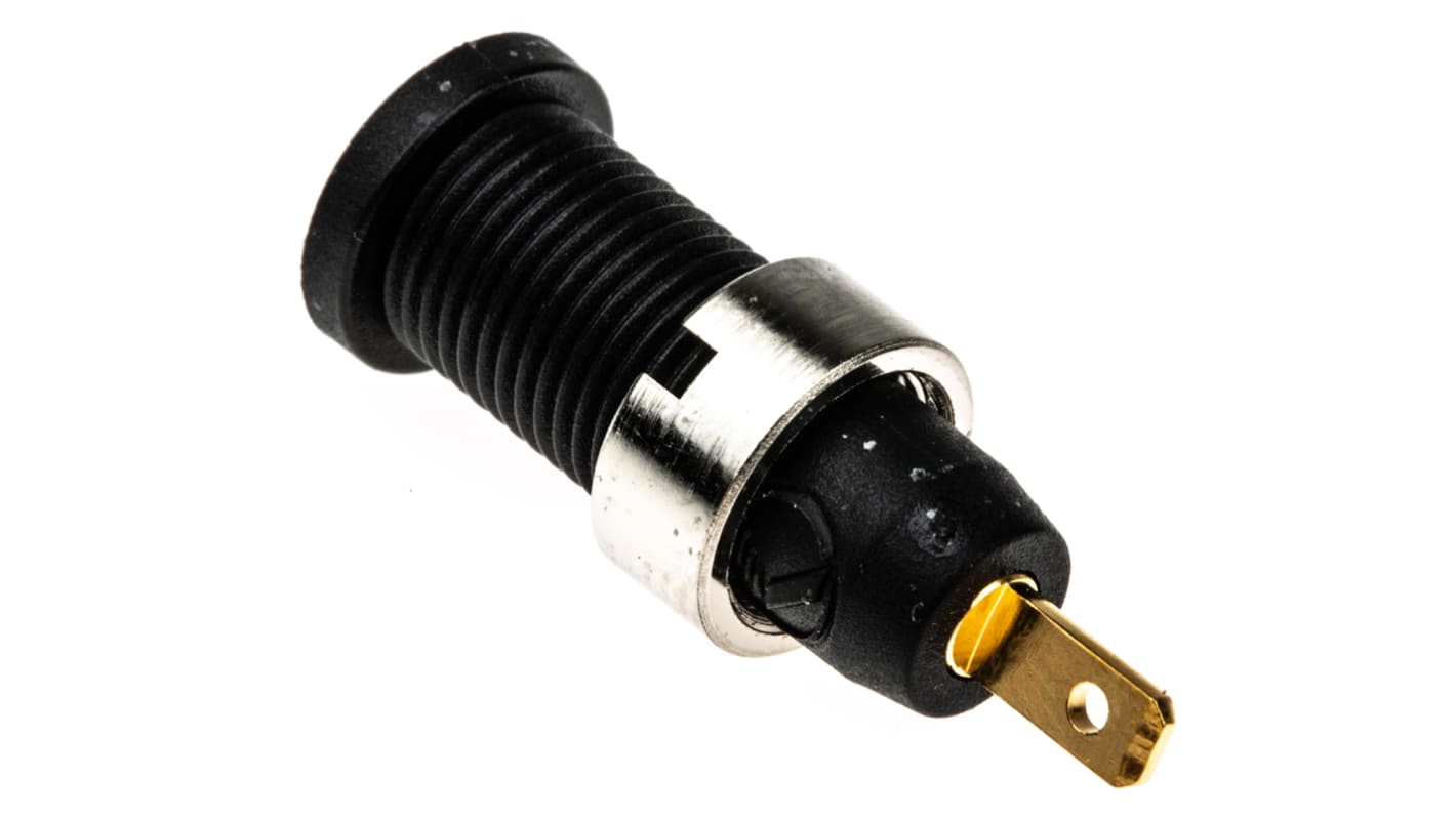 Conector banana hembra Hembra, 10A, 1000V ac/dc, Contacto Oro, Negro