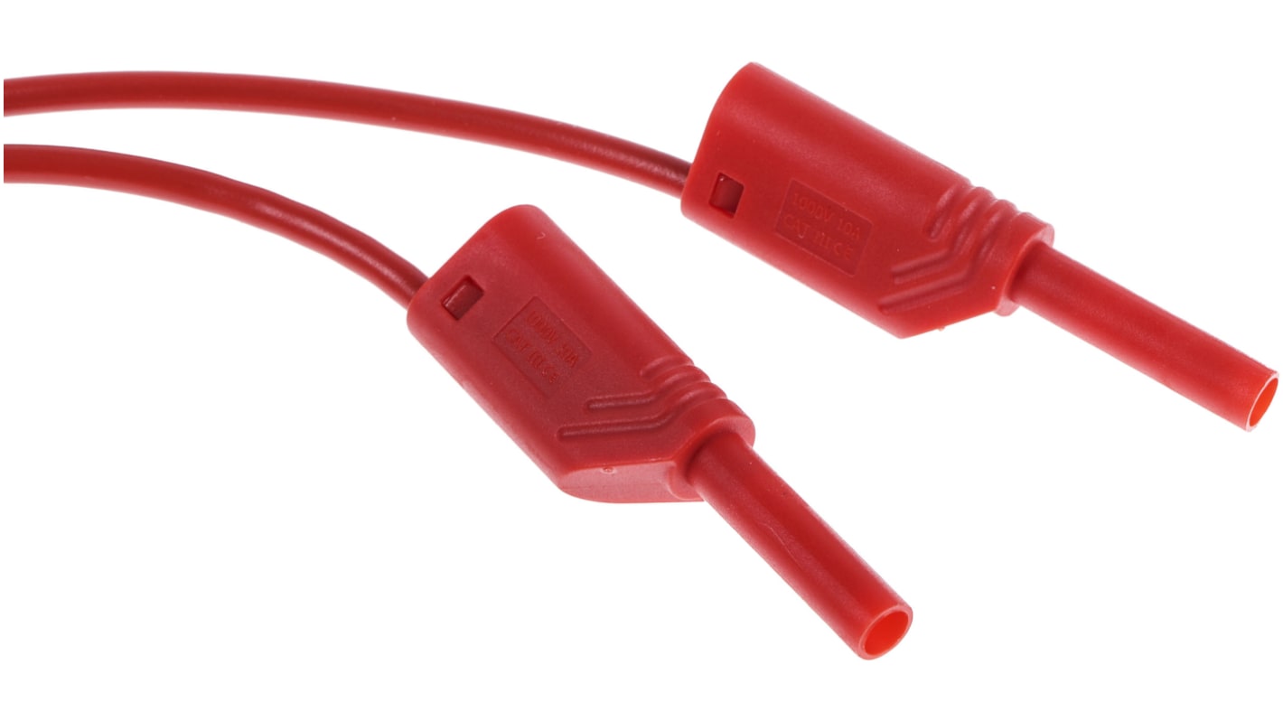 Hirschmann Messleitung 2 mm Stecker / Stecker, Rot PVC-isoliert 2m, 1000V ac/dc / 10A