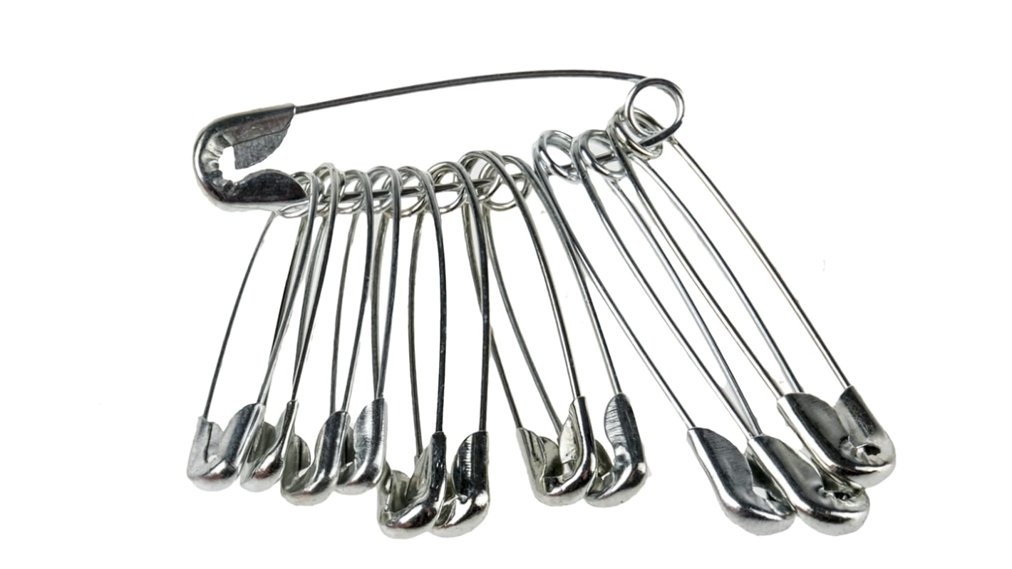 RS PRO Stainless Steel Safety Pins, 12 Per Package