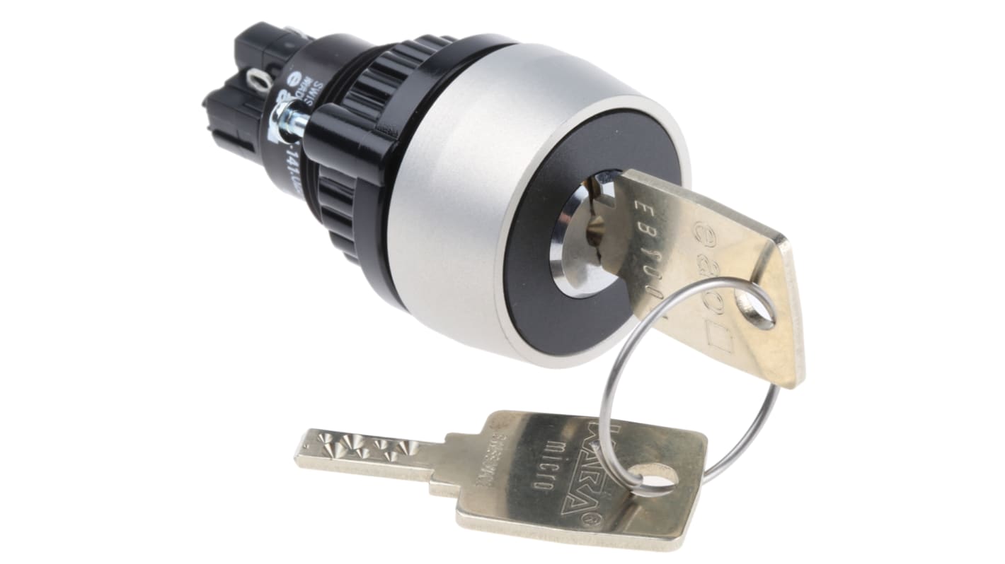 IP65 Keylock Switch, 1NC+1NO, 5 A @ 250 V ac 2-Way Flat-Key