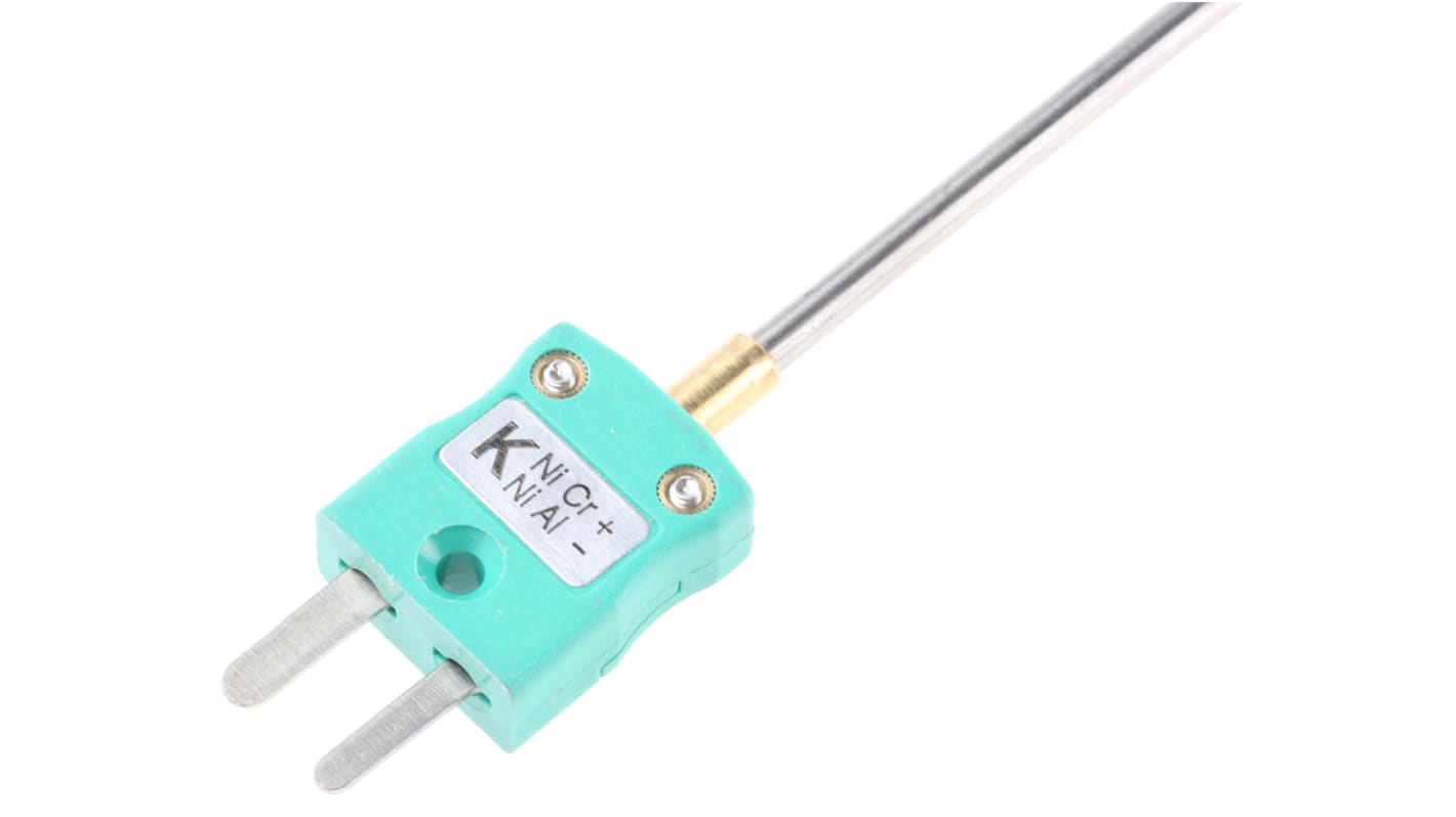 Termopar tipo K RS PRO, Ø sonda 3mm x 500mm, temp. máx +1100°C, cable de 100mm, conexión , con conector miniatura