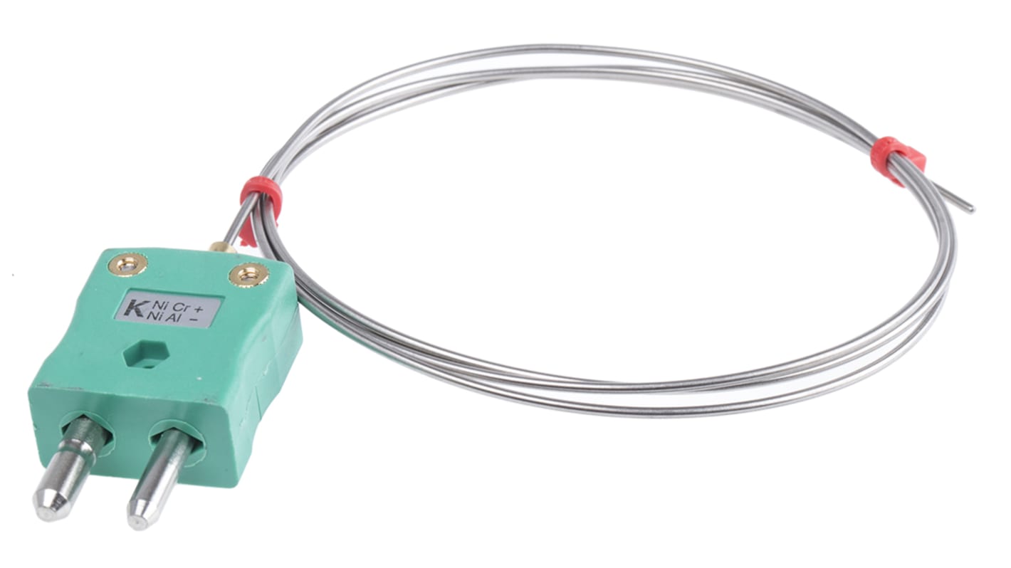 RS PRO SYSCAL Type K Thermocouple 1m Length, 1.5mm Diameter → +1100°C