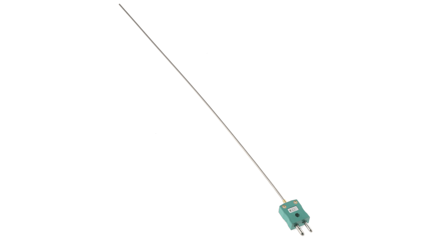 Thermocouple à isolation minérale RS PRO type K Ø 3mm, L 500mm, +1100°C max à Fiche mâle standard