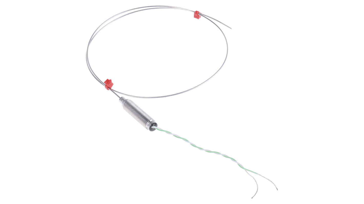 Termopar tipo K RS PRO, Ø sonda 1mm x 500mm, temp. máx +750°C, cable de 100mm, conexión Extremo de cable pelado