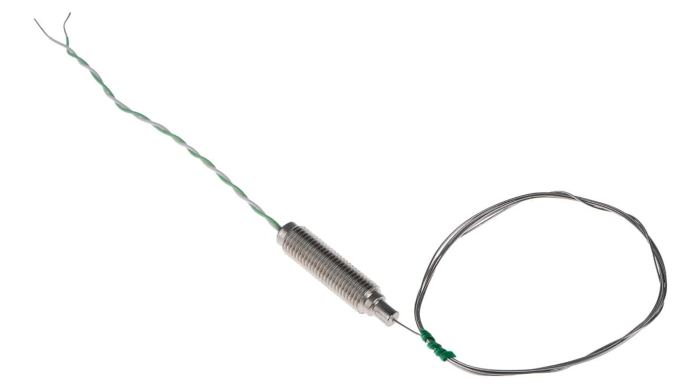 Termopar tipo K RS PRO, Ø sonda 0.5mm x 1m, temp. máx +750°C, cable de 100mm, conexión Extremo de cable pelado