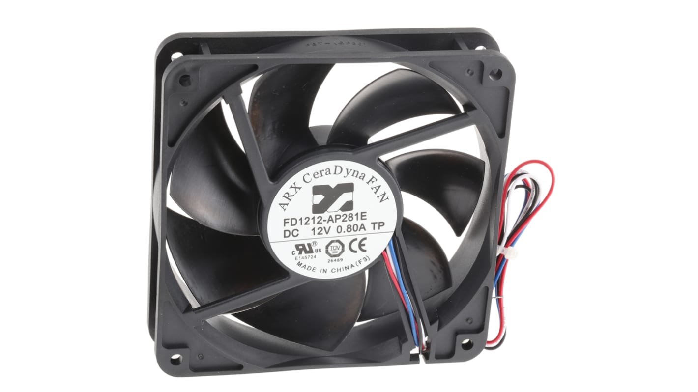 ARX CeraDyna Series Axial Fan, 12 V dc, DC Operation, 223m³/h, 10.2W, 850mA Max, 120 x 120 x 25mm