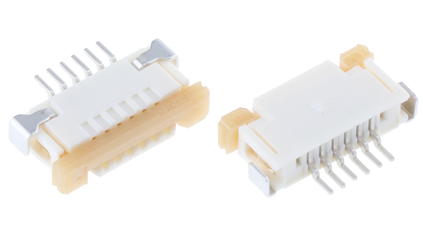 Connecteur FPC Molex série Easy-On, 6 Contacts pas 1mm, 1 Rangée(s), Femelle Angle droit 52207