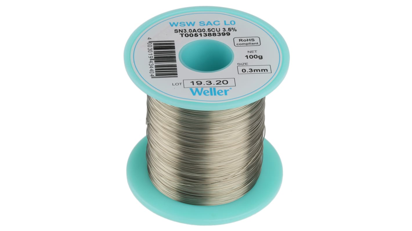 Weller Wire, 0.3mm Lead Free Solder, 217°C Melting Point