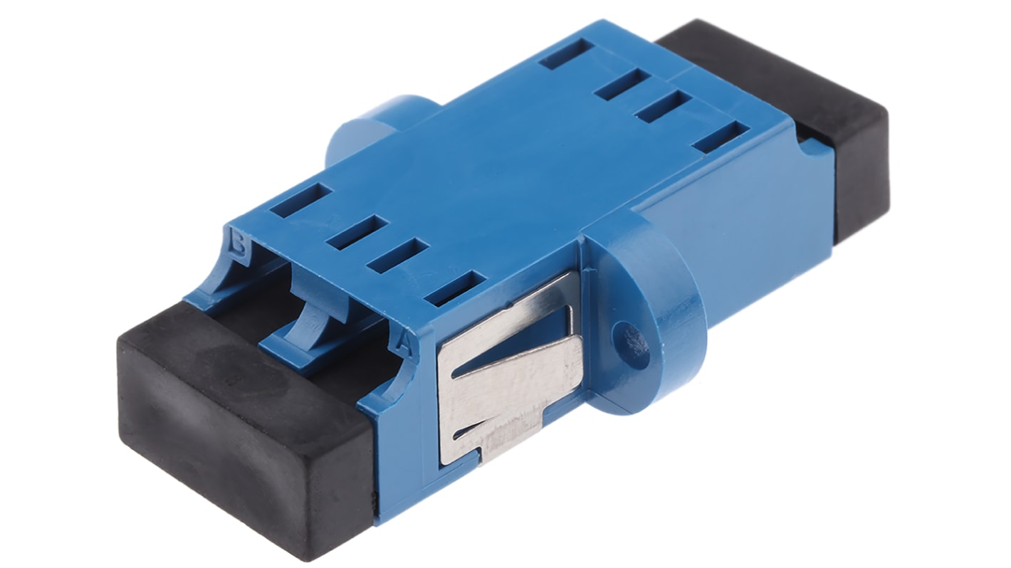 Adaptador de fibra óptica TE Connectivity de LC a LC de color Azul, Multimodo, Dúplex