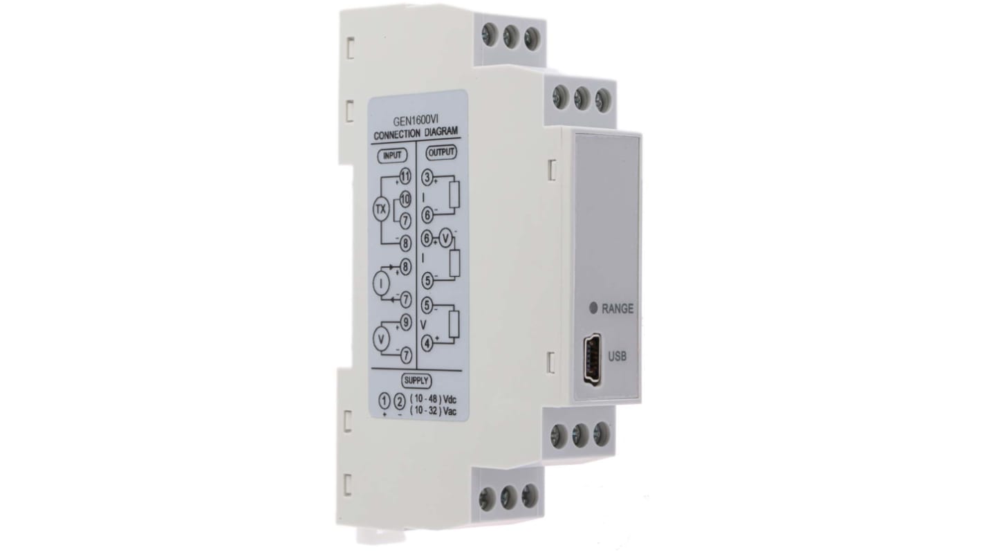 RS PRO Signal Conditioner, Current, Voltage Input, Current, Voltage Output, 10 → 32 V ac, 10 → 48V dc