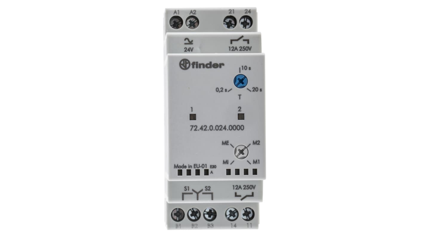 Finder Monitoring Relay, 1 Phase, DPST, DIN Rail