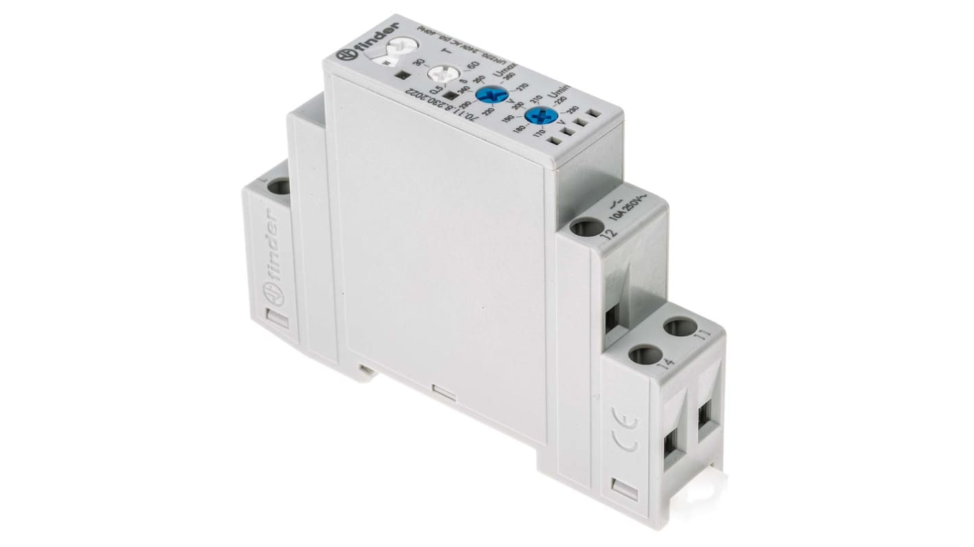 Finder Voltage Monitoring Relay, 1 Phase, SPDT, 170 → 270V ac