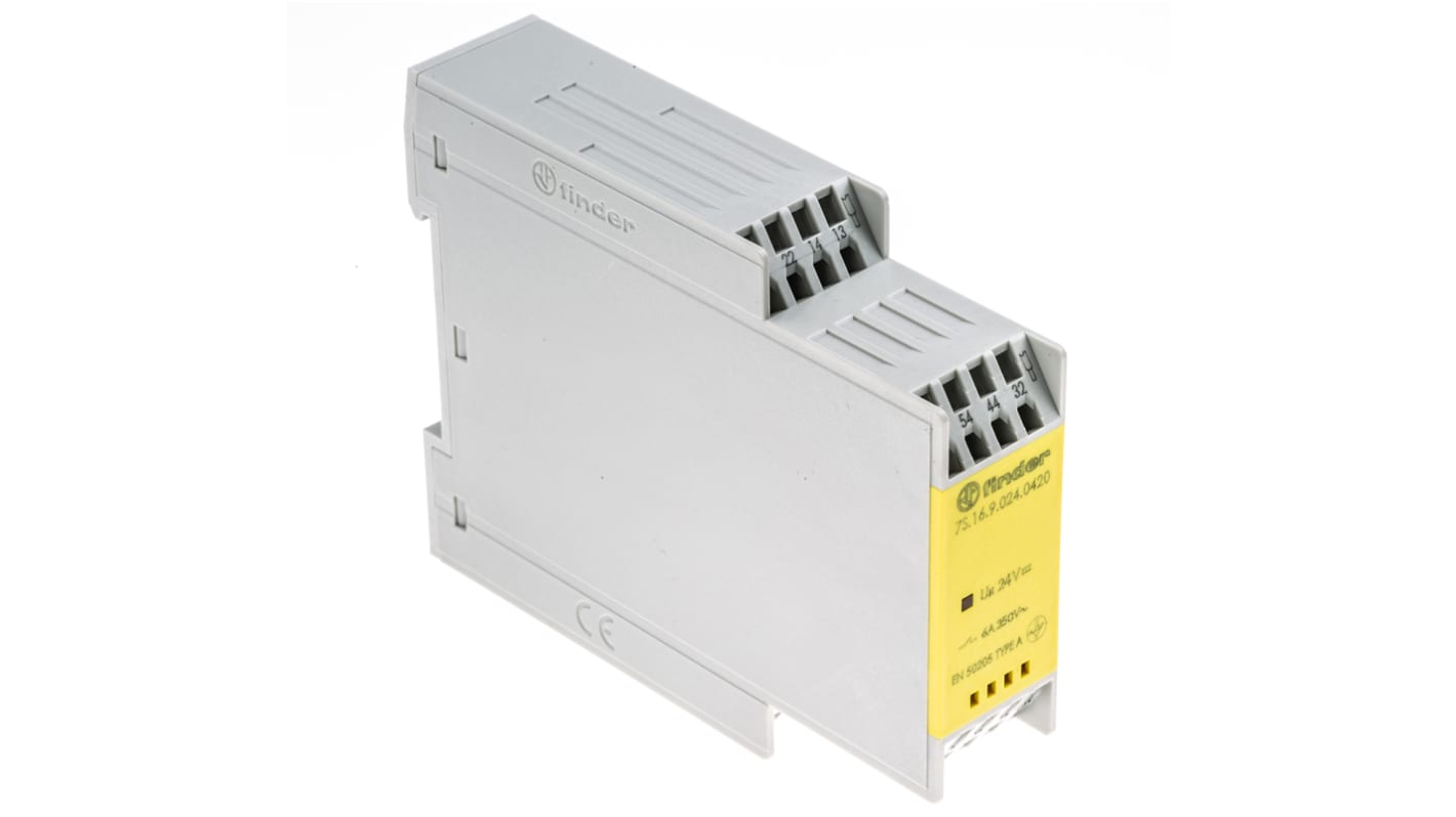 Finder DIN Rail Force Guided Relay, 24V dc Coil Voltage, 6 Pole, 4NO/2NC