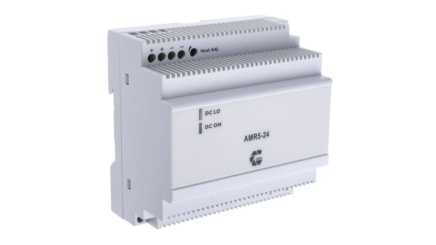 Chinfa AMR5 Switched Mode DIN Rail Power Supply, 90 → 264V ac ac Input, 24V dc dc Output, 4.2A Output, 100.8W