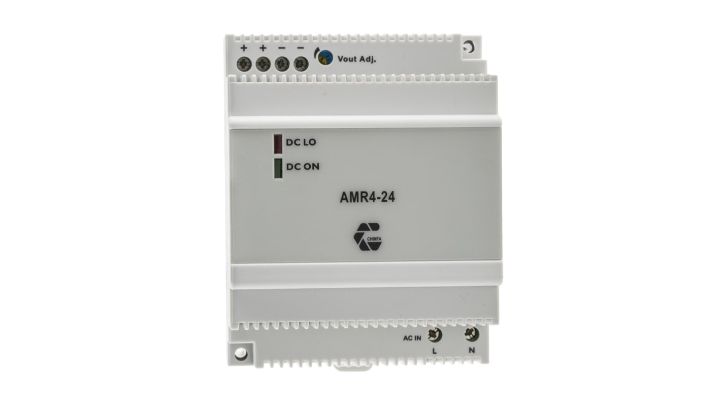 Chinfa AMR4 Switched Mode DIN Rail Power Supply, 90 → 264V ac ac Input, 24V dc dc Output, 2.5A Output, 60W