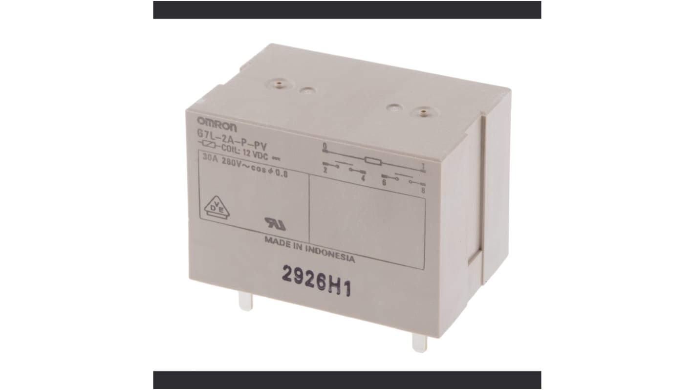 Omron G7L  Monostabiles Relais, Printrelais DPST 30A 12V dc Spule / 1.9W