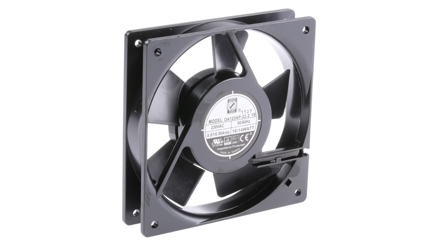 RS PRO Axial Fan, 230 V ac, AC Operation, 102m³/h, 14W, 120 x 120 x 25mm