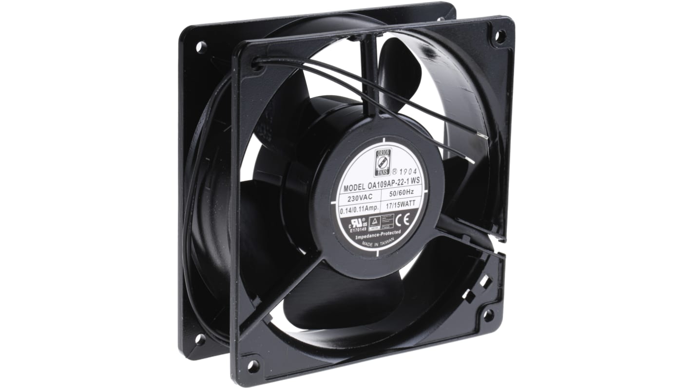 RS PRO Axial Fan, 230 V ac, AC Operation, 186.9m³/h, 15W, 120 x 120 x 38mm