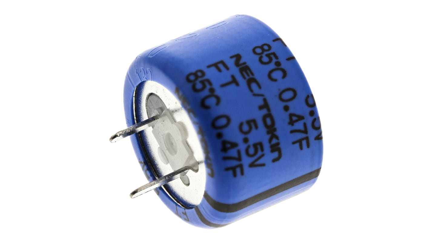 KEMET SuperCap Superkondensator, radial 0.47F -20 → +80% / 5.5V dc, -40°C+85°C, Ø 16.5 (Dia.) x 13mm