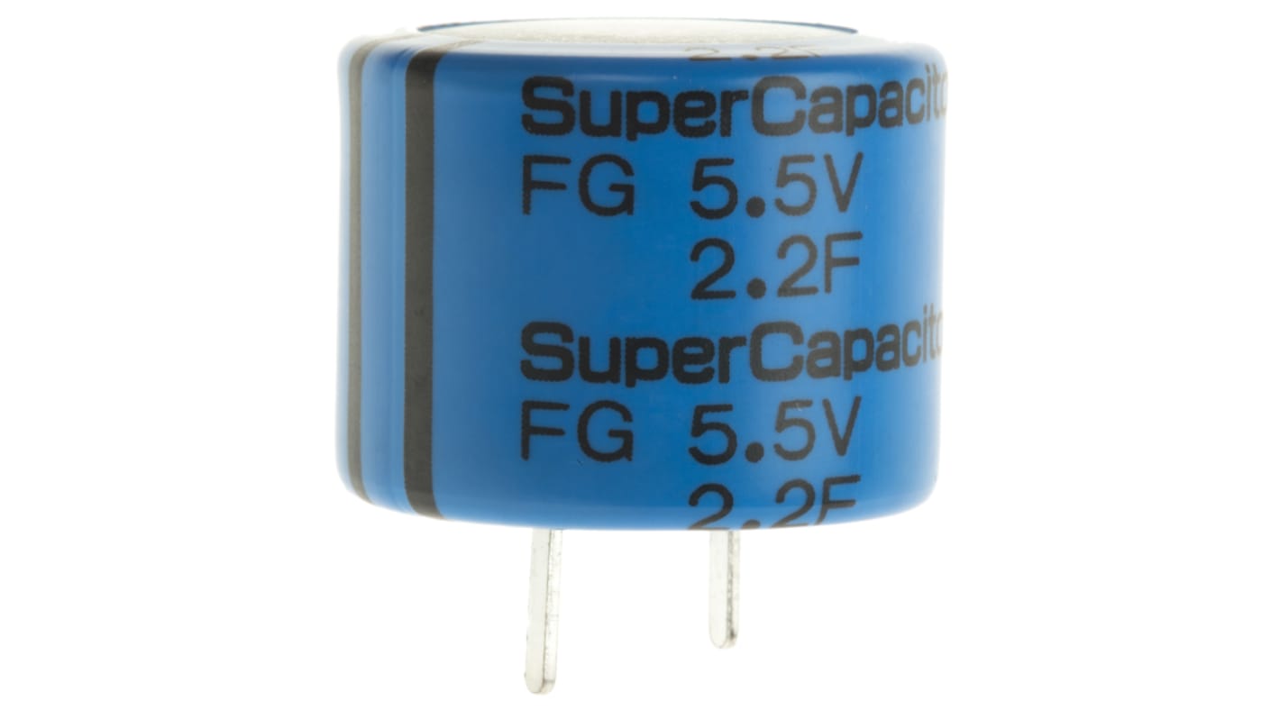 KEMET 2.2F Supercapacitor -20 → +80% Tolerance, Supercap FG 5.5V dc, Through Hole