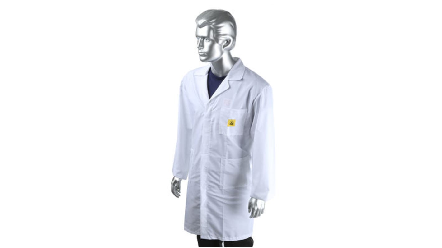 Laboratorní plášť, Bílá Unisex, SC: L, Antistatické 3, Bavlna, polyester Opakovaně použitelné