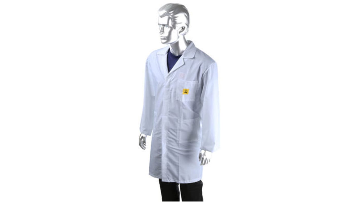 Laboratorní plášť, Bílá Unisex, SC: XXL, Antistatické 3, Bavlna, polyester Opakovaně použitelné