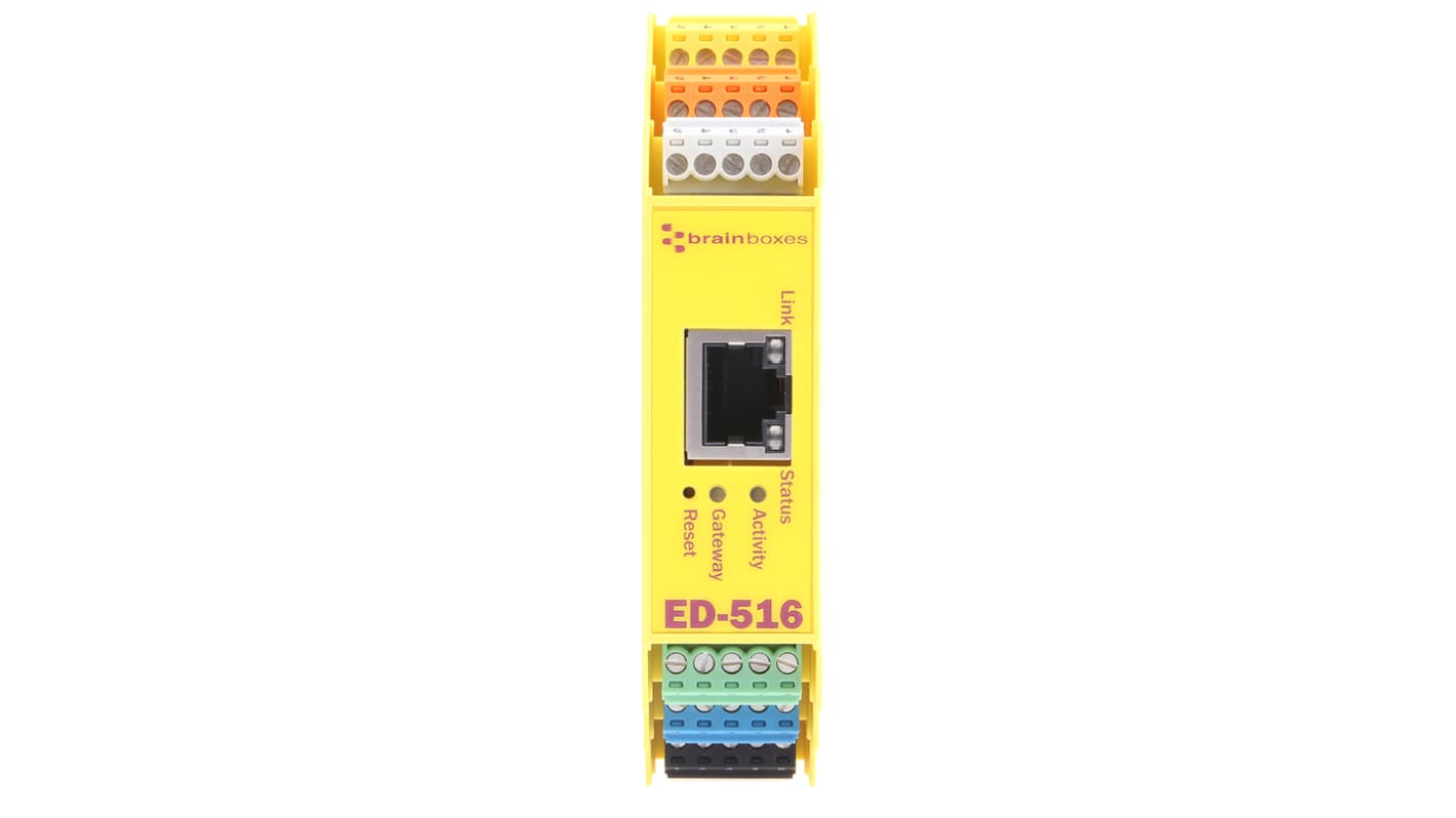 Convertidor multimedia de Ethernet Brainboxes para Red Ethernet, 16 entradas Digitales, salidas Digitales, RS-485,